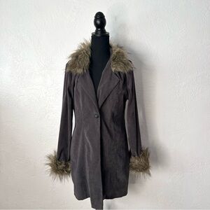 Vintage 90s gray suede fur coat